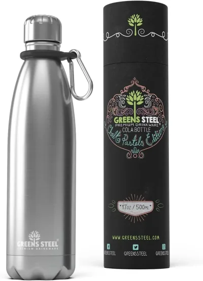 Gourde isotherme en acier inoxydable double paroi sous vide avec porte-gourde pour adultes et enfants - 12 oz, 17 oz et 25 oz
