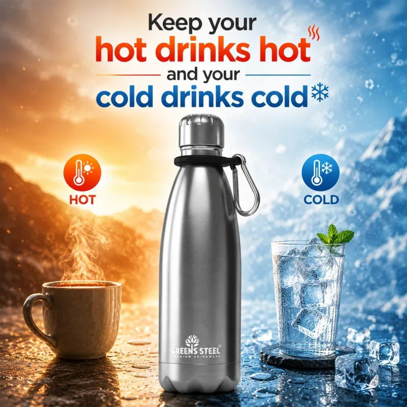 Gourde isotherme en acier inoxydable double paroi sous vide avec porte-gourde pour adultes et enfants - 12 oz, 17 oz et 25 oz