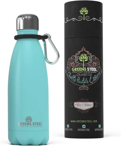 Gourde isotherme en acier inoxydable double paroi sous vide avec porte-gourde pour adultes et enfants - 12 oz, 17 oz et 25 oz