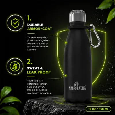 Gourde isotherme en acier inoxydable double paroi sous vide avec porte-gourde pour adultes et enfants - 12 oz, 17 oz et 25 oz