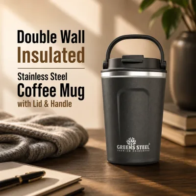 Stainless Steel Double Wall Insulated Coffee Mug dengan Lid dan Handle - 12 oz & 16 oz