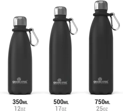 Gourde isotherme en acier inoxydable double paroi sous vide avec porte-gourde pour adultes et enfants - 12 oz, 17 oz et 25 oz