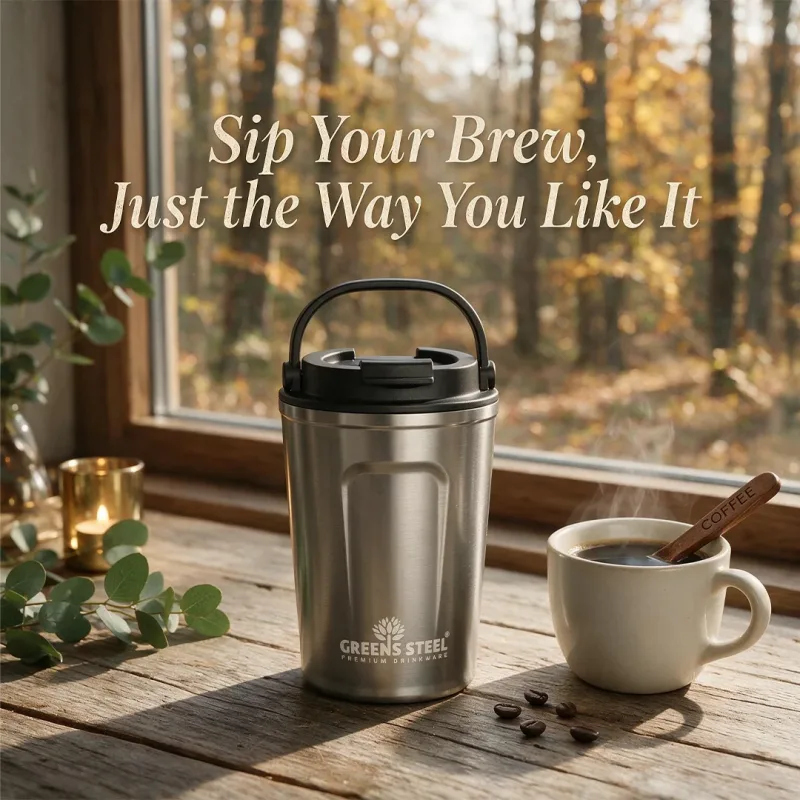 Stainless Steel Double Wall Insulated Coffee Mug dengan Lid dan Handle - 12 oz & 16 oz