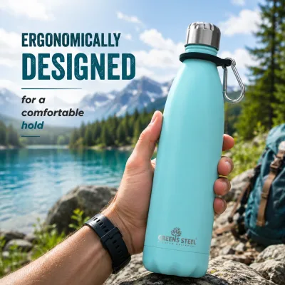 Gourde isotherme en acier inoxydable double paroi sous vide avec porte-gourde pour adultes et enfants - 12 oz, 17 oz et 25 oz