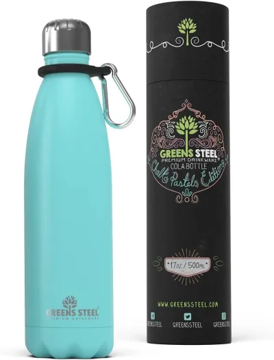 Gourde isotherme en acier inoxydable double paroi sous vide avec porte-gourde pour adultes et enfants - 12 oz, 17 oz et 25 oz